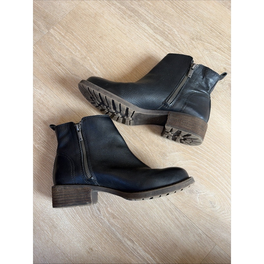 Lucky Brand Darbie Leather Ankle Boots Women's Size 8.5 Black Zip Sides Comfort - Picture 6 of 9